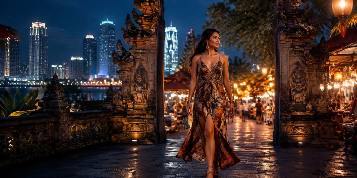 Suasana pasar malam Vietnam yang ramai dengan aktivitas hiburan dan undian di malam hari